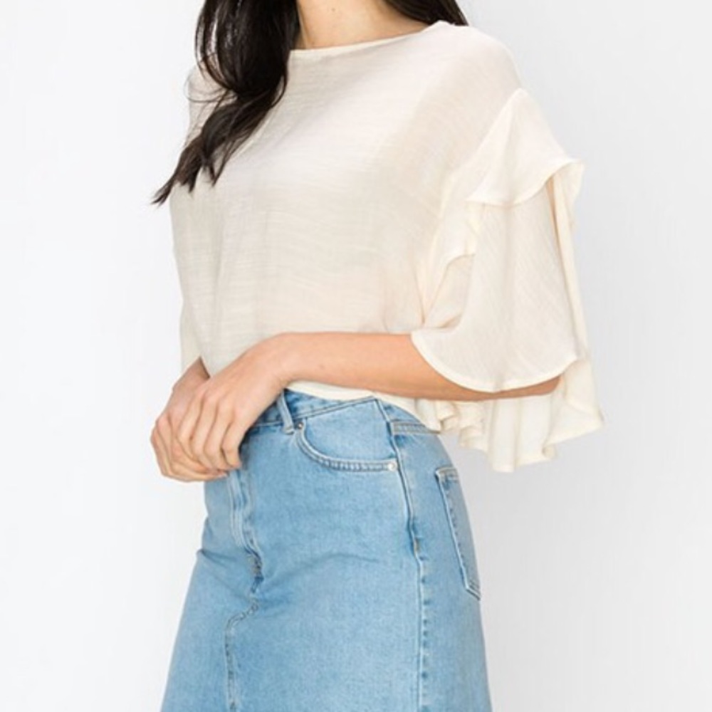 NWT Cream Blouse Short Sleeve - Picture 3 of 4